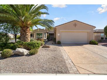 Charming single-story home featuring a desert landscape and a spacious two-car garage at 16564 W Wild Horse Way, Surprise, AZ 85387