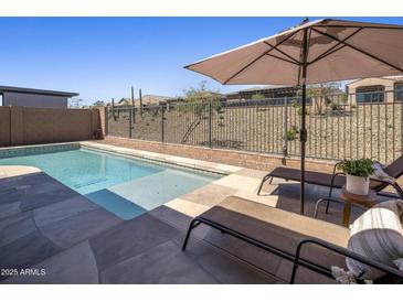 Inviting pool area with lounge chairs and shade, perfect for enjoying outdoor relaxation and Arizona sunshine at 32538 N 133Rd Ave, Peoria, AZ 85383