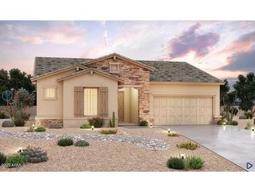 Charming single-Gathering home featuring stone accents, desert landscaping and a two-car garage at 20075 W San Miguel Ave, Litchfield Park, AZ 85340