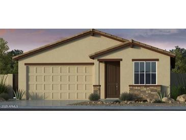 Charming single-story home with a two-car garage and neutral-colored stucco, creating a welcoming curb appeal at 17608 W Georgia Ave, Litchfield Park, AZ 85340