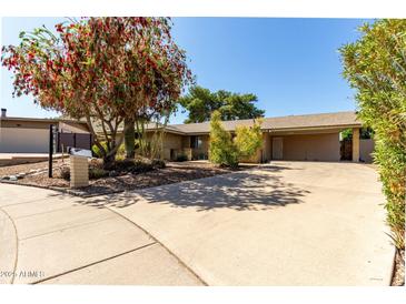 Charming single-story home featuring a covered carport, desert landscaping, and mature trees at 2433 E Acoma Dr, Phoenix, AZ 85032
