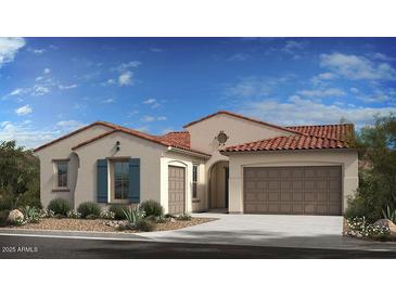 Charming single-story home featuring a tile roof, two-car garage, and well-maintained landscaping at 20705 W San Miguel Ave, Buckeye, AZ 85396