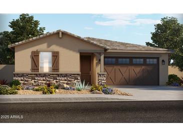 Charming single-story home featuring stone accents and a two-car garage at 37325 W San Clemente St, Maricopa, AZ 85138