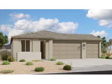 Charming single-story home featuring a neutral color palette, attached two-car garage, and low-maintenance landscaping at 4344 E Brook Lynn Pl, San Tan Valley, AZ 85140