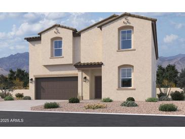 Stunning two-story home with a two-car garage and charming desert landscaping at 5535 S 240Th Ln, Buckeye, AZ 85326