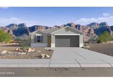 Charming single-story home with desert landscaping and mountain views at 46395 W Lander Ln, Maricopa, AZ 85139