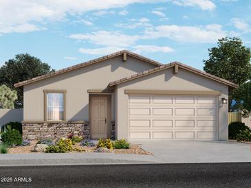 Charming single-story home with a neutral color palette, a two-car garage, and low-maintenance landscaping at 3566 E Audrey Dr, San Tan Valley, AZ 85143