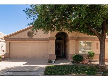 Charming single-story home featuring an arched entryway, desert landscaping, and a two-car garage at 17119 N Joshua Path, Surprise, AZ 85374