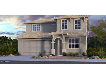 Charming two-story home with neutral colors, well-maintained landscaping, and a convenient attached two-car garage at 10912 E Tiburon Ave, Mesa, AZ 85212