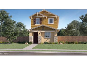 Charming two-story home featuring a landscaped yard, neutral paint scheme, and a welcoming entrance at 3335 S Lily Ave, Mesa, AZ 85212