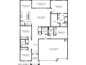 Detailed floor plan showcasing the layout of the home, including dimensions and room placements at 5865 E Axle Ln, San Tan Valley, AZ 85140