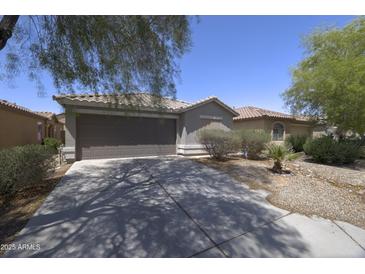 Charming single-story home featuring a two-car garage and low maintenance desert landscaping at 41388 W Hopper Dr, Maricopa, AZ 85138
