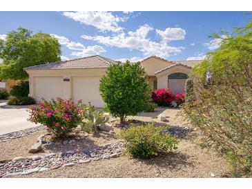 Charming single-story home with desert landscaping and colorful flowering bushes at 16836 E Mirage Crossing Ct # B, Fountain Hills, AZ 85268