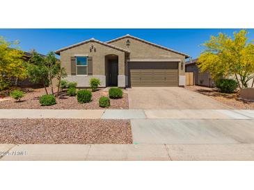 Charming single-story home with a well-maintained lawn, desert landscaping, and an attached two-car garage at 17344 W Red Fox Rd, Surprise, AZ 85387