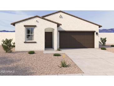 Inviting single-story home featuring a 2-car garage and desert landscaping at 18219 W La Senda Dr, Surprise, AZ 85387