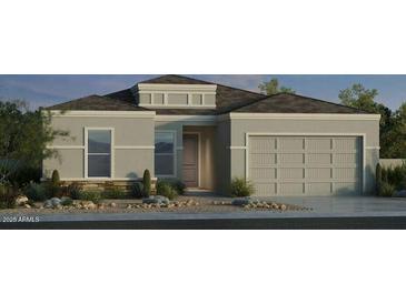 Charming single-story home with neutral stucco, well-kept landscaping, and attached two-car garage at 4050 E Brittlebush Ln, San Tan Valley, AZ 85140