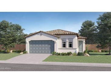 Charming single-story home with a gray garage door and a tile roof at 4698 E French Rd, San Tan Valley, AZ 85143