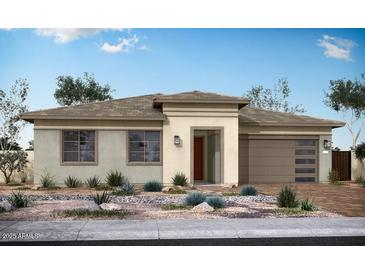 Charming single-story home featuring a neutral color palette, attached garage, and low-maintenance desert landscaping at 3986 E Gold Mountain Ave, San Tan Valley, AZ 85143