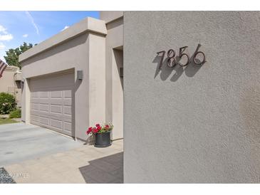 Close up of modern address numbers on the stucco of the home at 7856 E Via Marina --, Scottsdale, AZ 85258