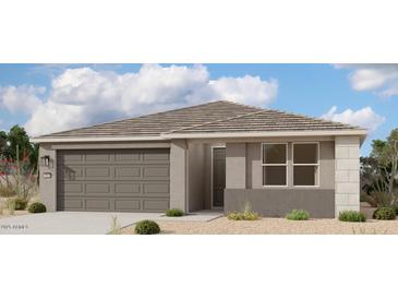 Charming single-story home featuring a tile roof, neutral color scheme, and a two-car garage at 32677 N Newby Dr, San Tan Valley, AZ 85143