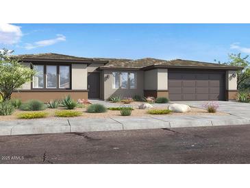 Charming single-story home features desert landscaping, neutral color palette and large windows at 1245 W Via Las Brisas Ln, San Tan Valley, AZ 85140