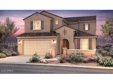 Charming two-story home with a two car garage and manicured front yard at 17644 W Palo Verde Dr, Litchfield Park, AZ 85340