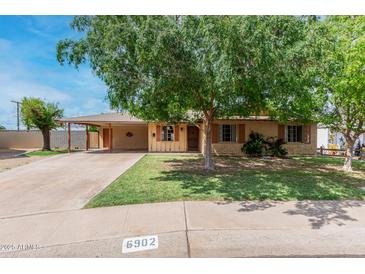 Charming single-story home with a well-maintained front yard and a mature shade tree at 6902 E Cypress St, Scottsdale, AZ 85257