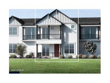 Charming townhome with a white facade, inviting balconies, and well-manicured green lawn at 11300 N Casa Dega Dr # 1090, Surprise, AZ 85388