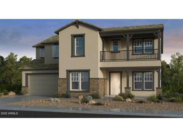 Charming two-story home showcasing a blend of modern design and inviting curb appeal at 22553 S 204Th Ct, Queen Creek, AZ 85142