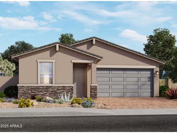 Charming single-story home featuring stone accents, a neutral color palette, and a spacious two-car garage at 4226 W Lisa Ln, San Tan Valley, AZ 85144