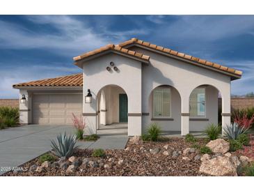 Charming single-story home featuring a tile roof, stucco finish, and a welcoming front porch at 21151 E Arrowhead Trl, Queen Creek, AZ 85142
