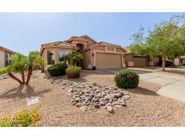 Charming single-story home with desert landscaping, mature trees, and a well-maintained front yard at 38560 N Joann Way, San Tan Valley, AZ 85140