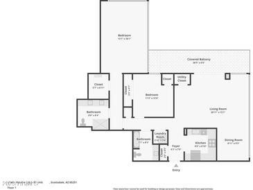 Here's a detailed floor plan showcasing the layout, dimensions, and flow of the entire home at 7141 E Rancho Vista Dr # 6007, Scottsdale, AZ 85251
