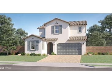 Charming two-story home with a paved driveway, muted shutters, and a well-maintained lawn at 11940 W Calle De Pompas --, Peoria, AZ 85383