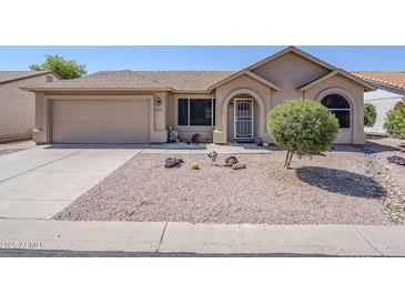 Charming single-story home with a well-manicured desert landscape and welcoming entryway at 1519 E Indian Wells Dr, Chandler, AZ 85249