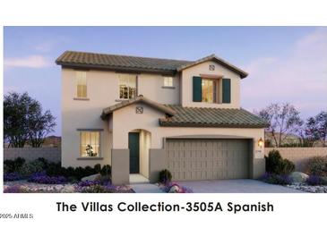 Two-story home featuring desert landscaping, a two-car garage, and a neutral color palette at 20756 N 224Th Ave, Surprise, AZ 85387