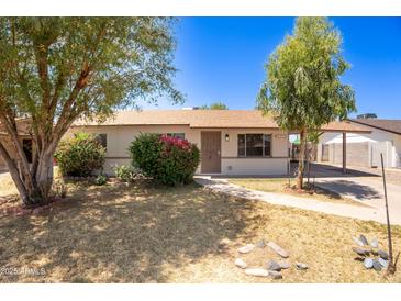 Charming single-story home featuring desert landscaping with flowering bushes and a welcoming walkway at 1310 E Ironwood Dr, Buckeye, AZ 85326