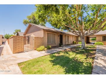 Charming single-story home featuring a secure fenced patio and mature shade tree at 31 W Loma Vista Dr # 102, Tempe, AZ 85282