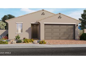 Charming single-story home featuring a brick-paved driveway and desert landscaping for low maintenance living at 4284 W Lisa Ln, San Tan Valley, AZ 85144