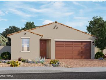 Charming single-story home with a well-maintained front yard and a two-car garage at 4256 W Lisa Ln, San Tan Valley, AZ 85144