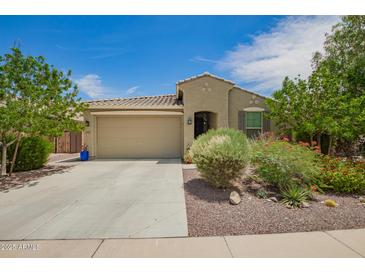 Charming single-story home with a well-manicured yard and two-car garage at 18653 W Mescal St, Surprise, AZ 85388