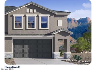 Charming two-story home with a grey exterior, attached garage, and well-manicured landscaping at 9819 S 11Th St, Phoenix, AZ 85042