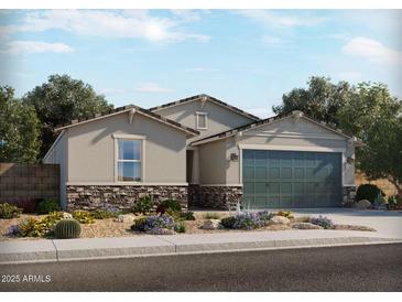 Beautiful single-story home featuring stone accents, desert landscaping, and a two-car garage at 326 S San Gregorio Ln, Casa Grande, AZ 85194