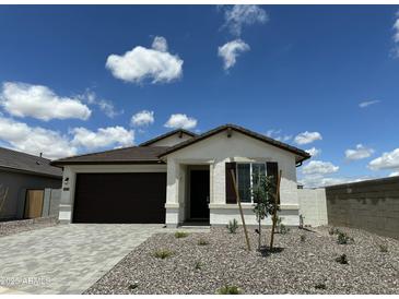 Inviting single-story home with a charming front yard and a spacious driveway at 25332 N 133Rd Ave, Peoria, AZ 85383