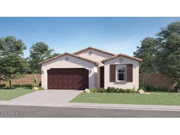 Charming single-story home featuring a two-car garage and nicely landscaped front yard at 4571 E French Rd, San Tan Valley, AZ 85143