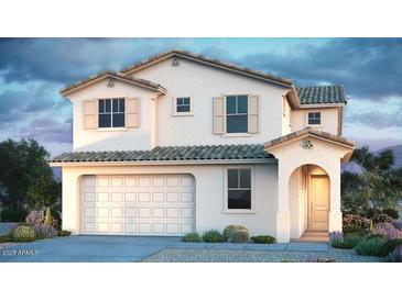 Charming two-story home with a stucco facade, tiled roof, and attached two-car garage at 32487 N 122Nd Ave, Peoria, AZ 85383