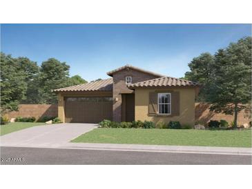 Charming single-story home featuring a tile roof, desert landscaping, and a two-car garage at 4695 E Topaz Dr, San Tan Valley, AZ 85143