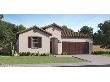 Charming one-story home featuring a well-manicured lawn, a two-car garage, and a neutral color palette at 4732 E Amethyst Ln, San Tan Valley, AZ 85143