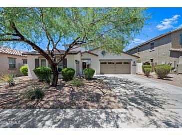 Charming single-story home with a well-manicured lawn, mature landscaping, and a two-car garage in a desirable neighborhood at 17966 W Agave Rd, Goodyear, AZ 85338