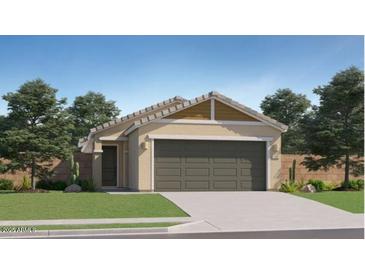 Charming single-story home with a two-car garage, desert landscaping, and a well-maintained lawn at 25052 N 174Th Ln, Surprise, AZ 85387